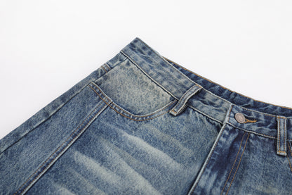 Denim Wash Wide Leg Half Pants WN25644