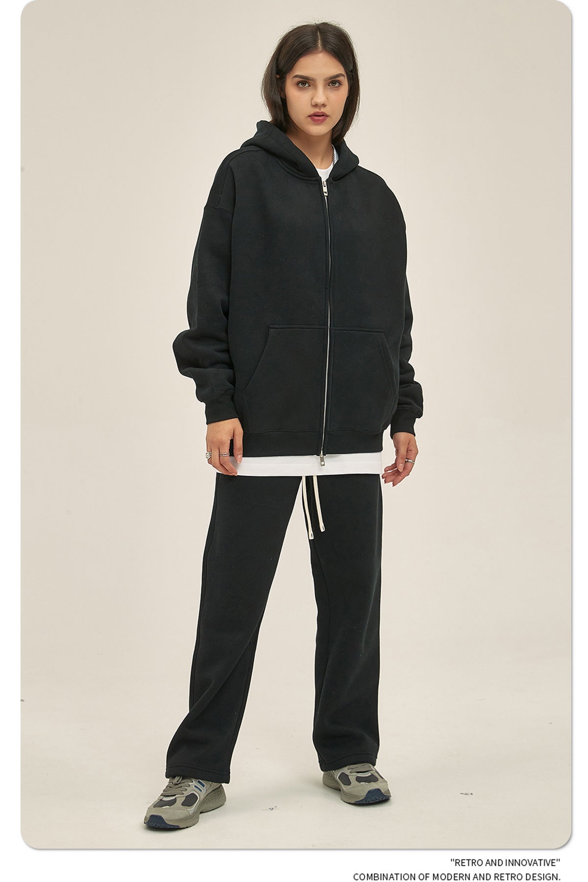 Oversize Heavyweight Zipper Hoodie & Heavyweight Sweatpants Setup WN6640
