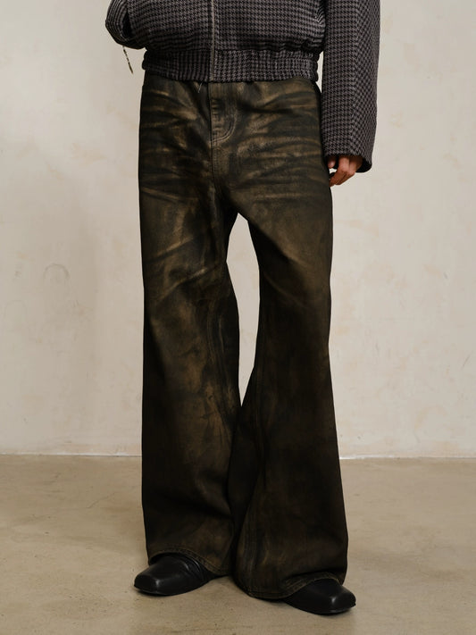 Spray And Mud Dye Straight Denim Jeans WN8516