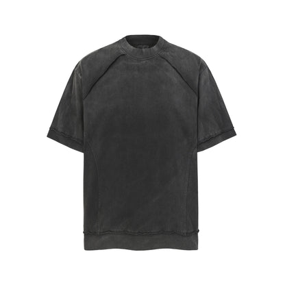 Washed Damage Raw Edge Short Sleeve T-Shirt WN23056