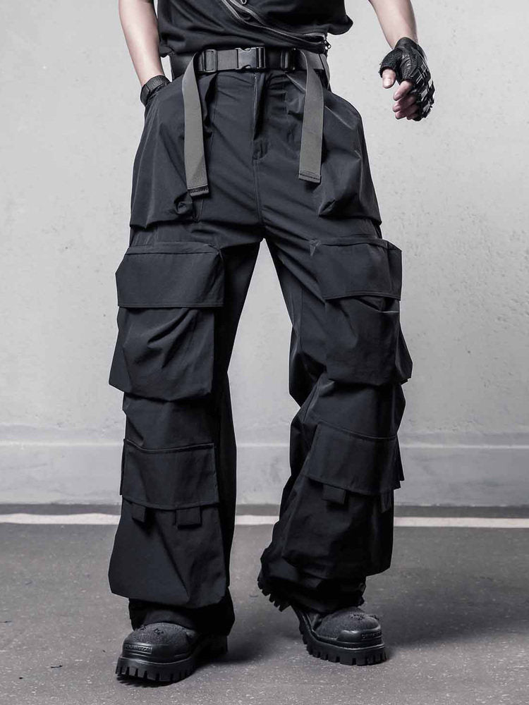 Functional Multi-Pocket Wide Leg Cargo Pants WN22539