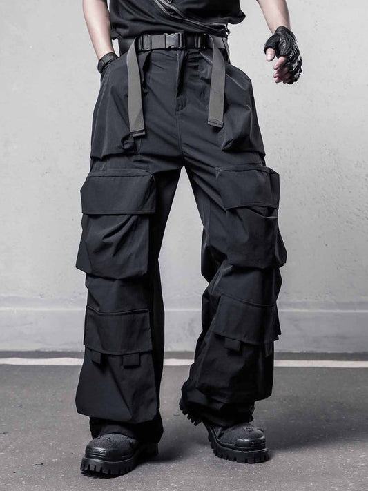 Functional Multi-Pocket Wide Leg Cargo Pants WN22539