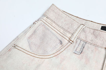 Collage Print Wide Leg Denim Jeans WN26018