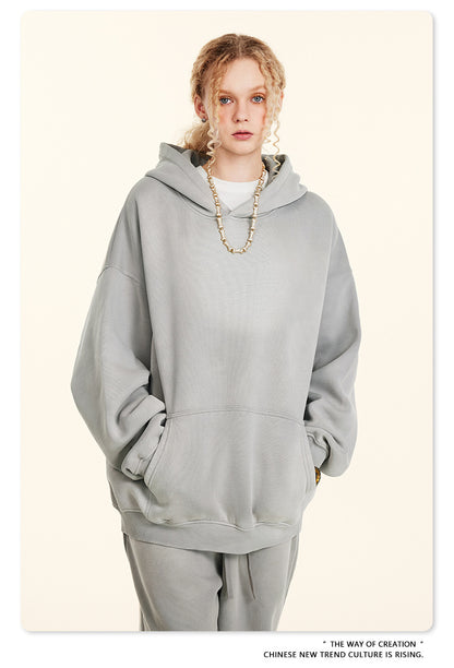 Oversize Fleece Lining Washed Pullover Hoodie WN9924