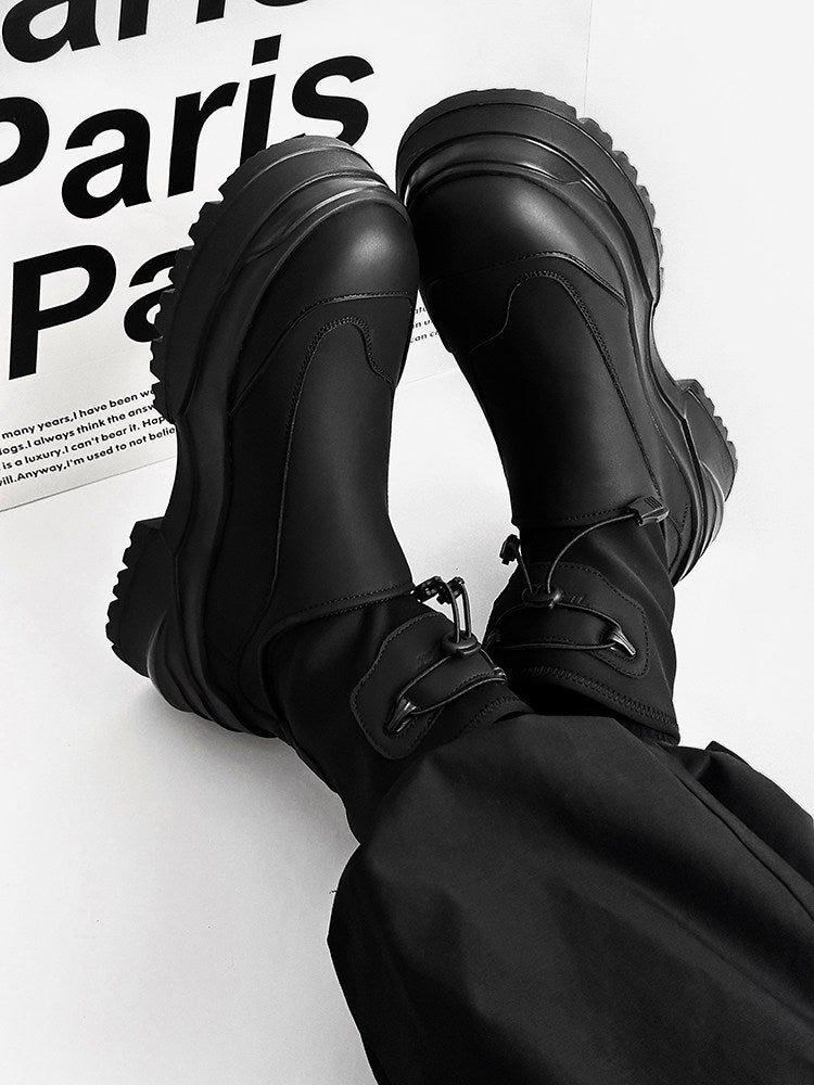 Matte Black Techwear Chunky Boots WN24499