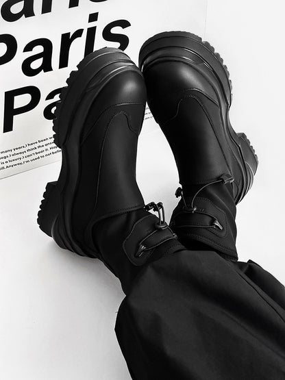 Matte Black Techwear Chunky Boots WN24499