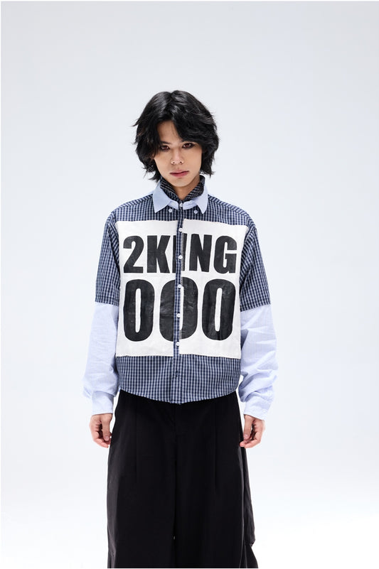 Multi-Layer Irregular Graffiti Design Long Sleeve Shirt WN13756