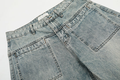 Wash Curved Wide Leg Denim Jeans WN18529