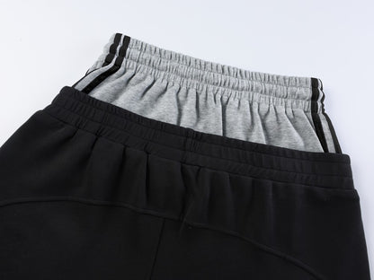 Fake Layered Contrast Waist Embroidery Puff Letter Wide Leg Sweatpants WN27893