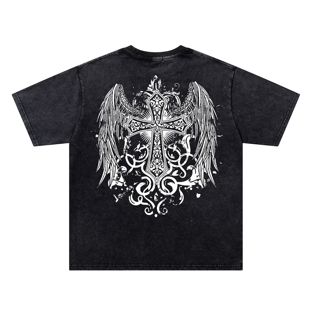 Washed Wing Cross Graphic Short Sleeve T-Shirt WN26775