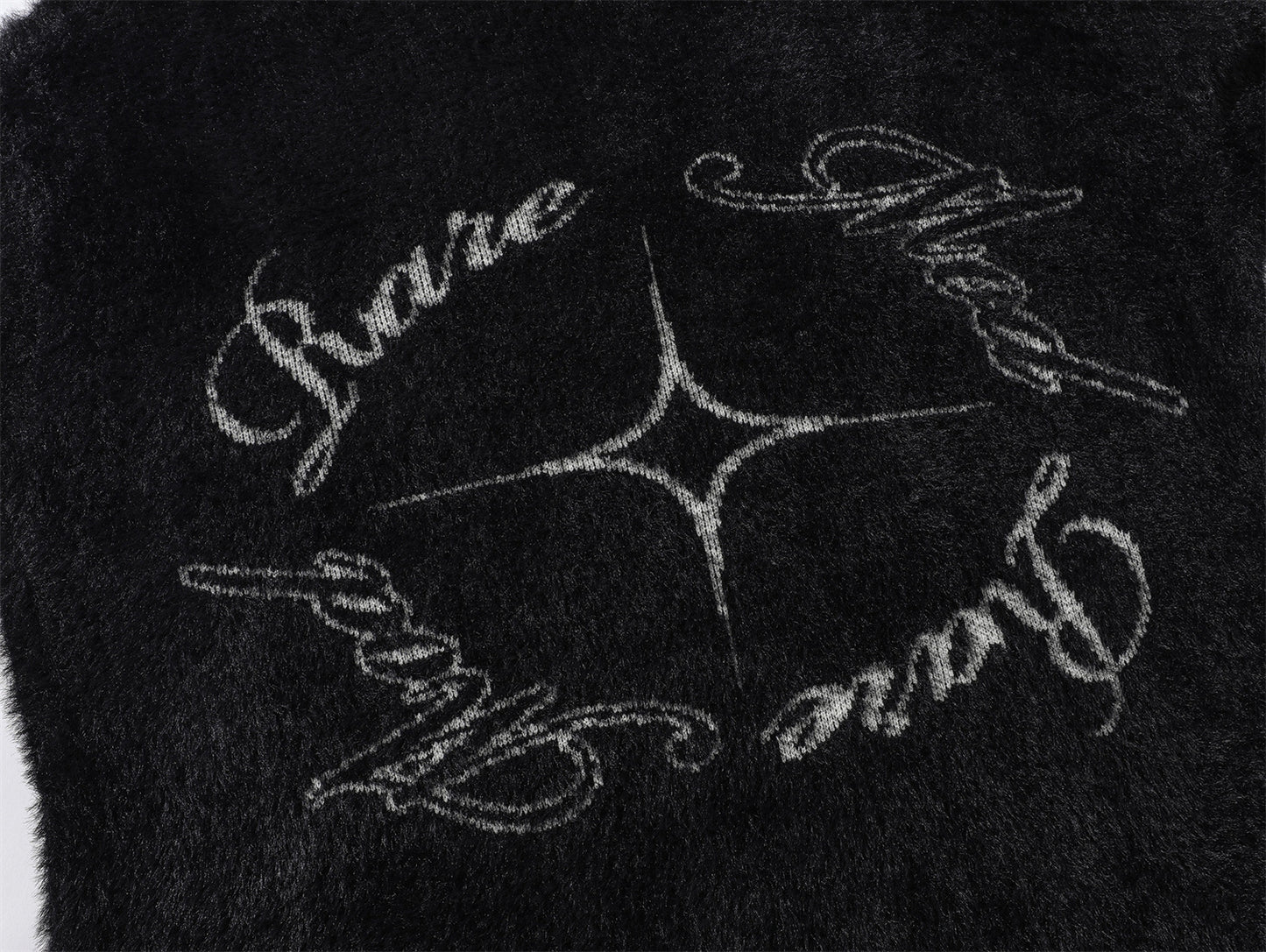 Fake Mink Fleece Letter Embroidery Oversize Knit Sweater WN11580