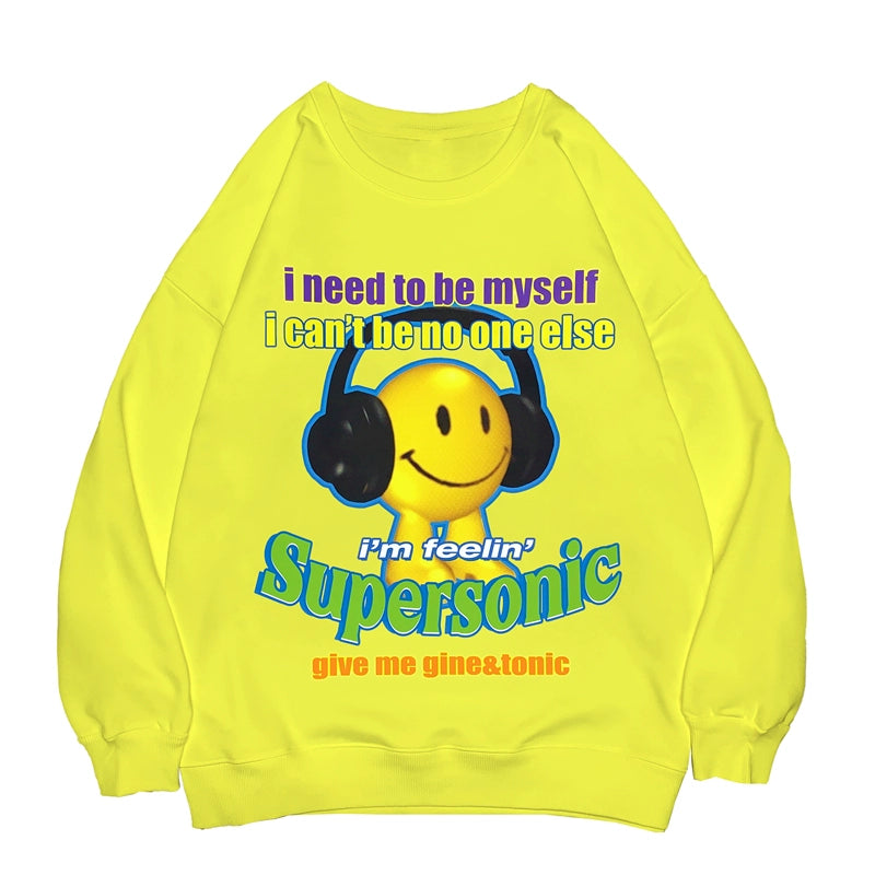 Illustration Letter Print  Long Sleeve T-Shirt WN22261