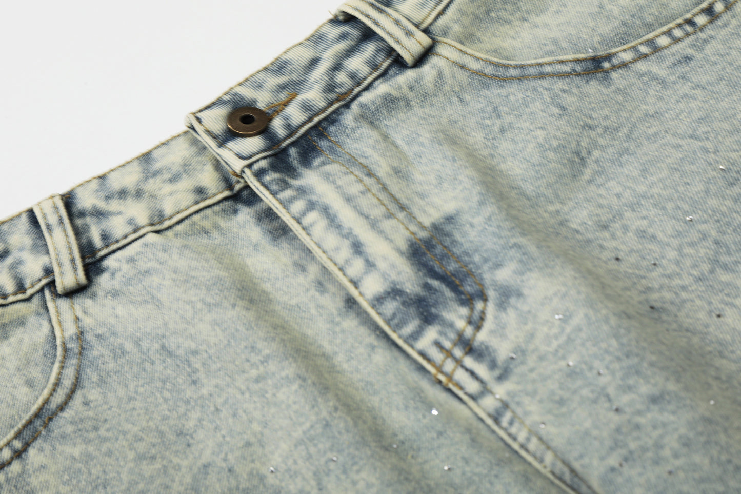 Washed Letter Print Wide Leg Denim Jeans WN25419