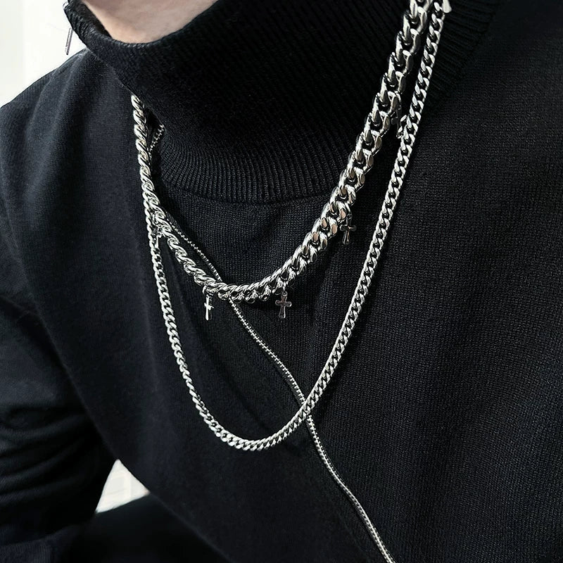 WN25097 Yang Yifan, trendy brand necklace, versatile personality, men's necklace, pendant, hip-hop, street fashion, metal pendants, accessories, women WN25097