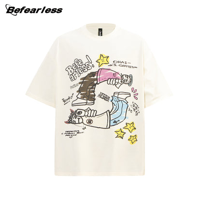 Graffiti Cartoon Print Oversize Short Sleeve T-Shirt WN26239