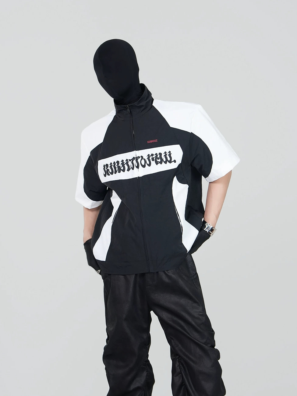 Graphic Design Zipper Short Sleeve Jacket WN17274