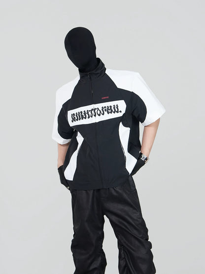 Graphic Design Zipper Short Sleeve Jacket WN17274