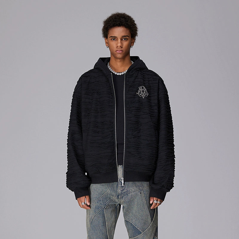 Embroidery Design Oversize Zipper Hoodie WN17810