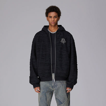 Embroidery Design Oversize Zipper Hoodie WN17810