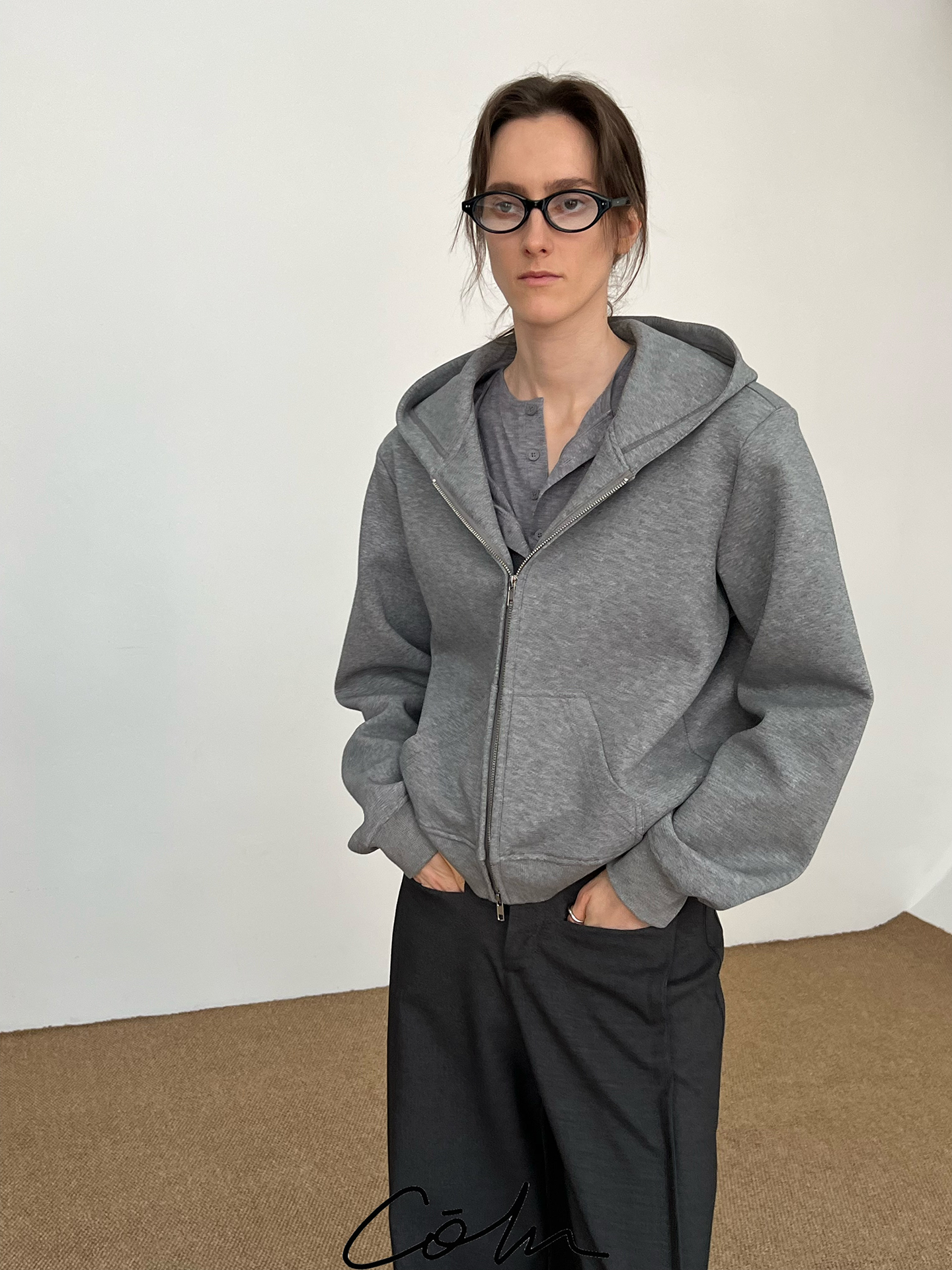 Plain Double Zipper Hoodie WN21598