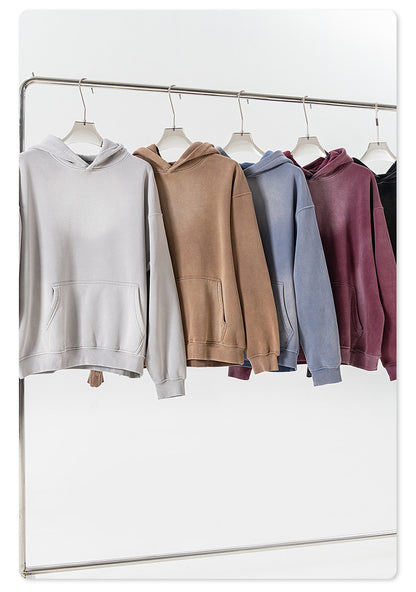 Oversize Fleece Lining Washed Pullover Hoodie WN9924