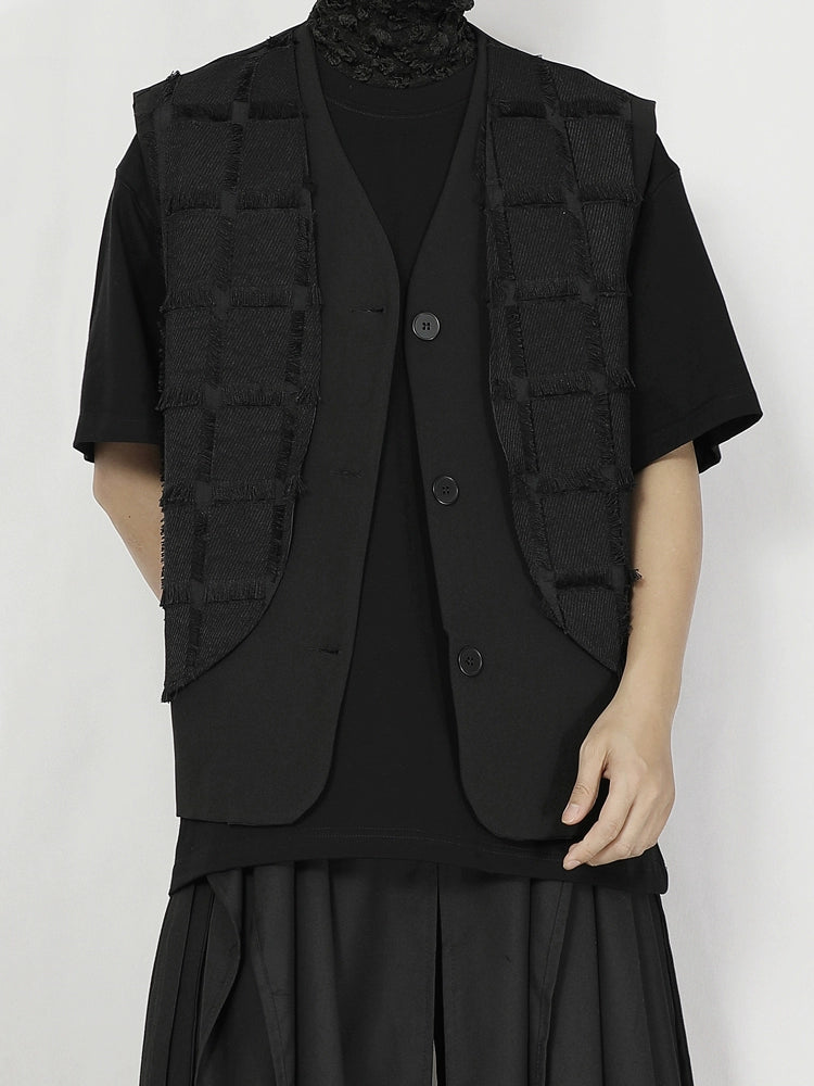 Fake Layered Design Vest Jacket WN20173