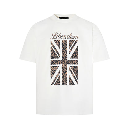 Leopard Print Flag Short Sleeve T-Shirt WN25620