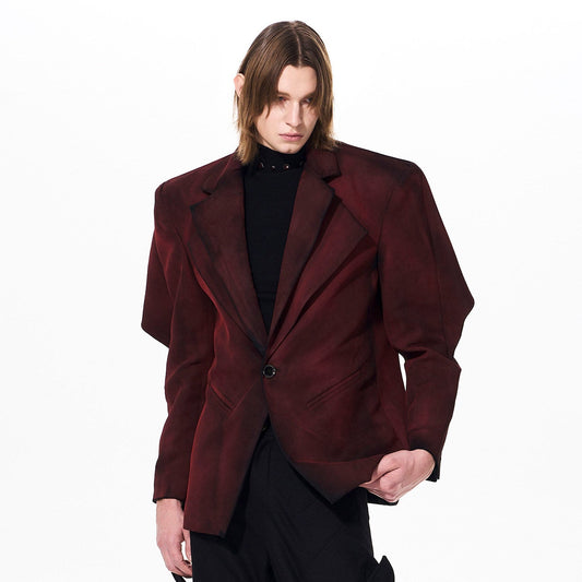 Fake Layered Suede Paint Tailored Jacket WN23260