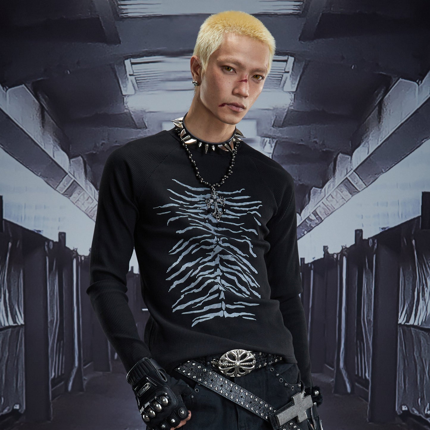 Dark Aesthetic Design Short Knit Sweater WN22873