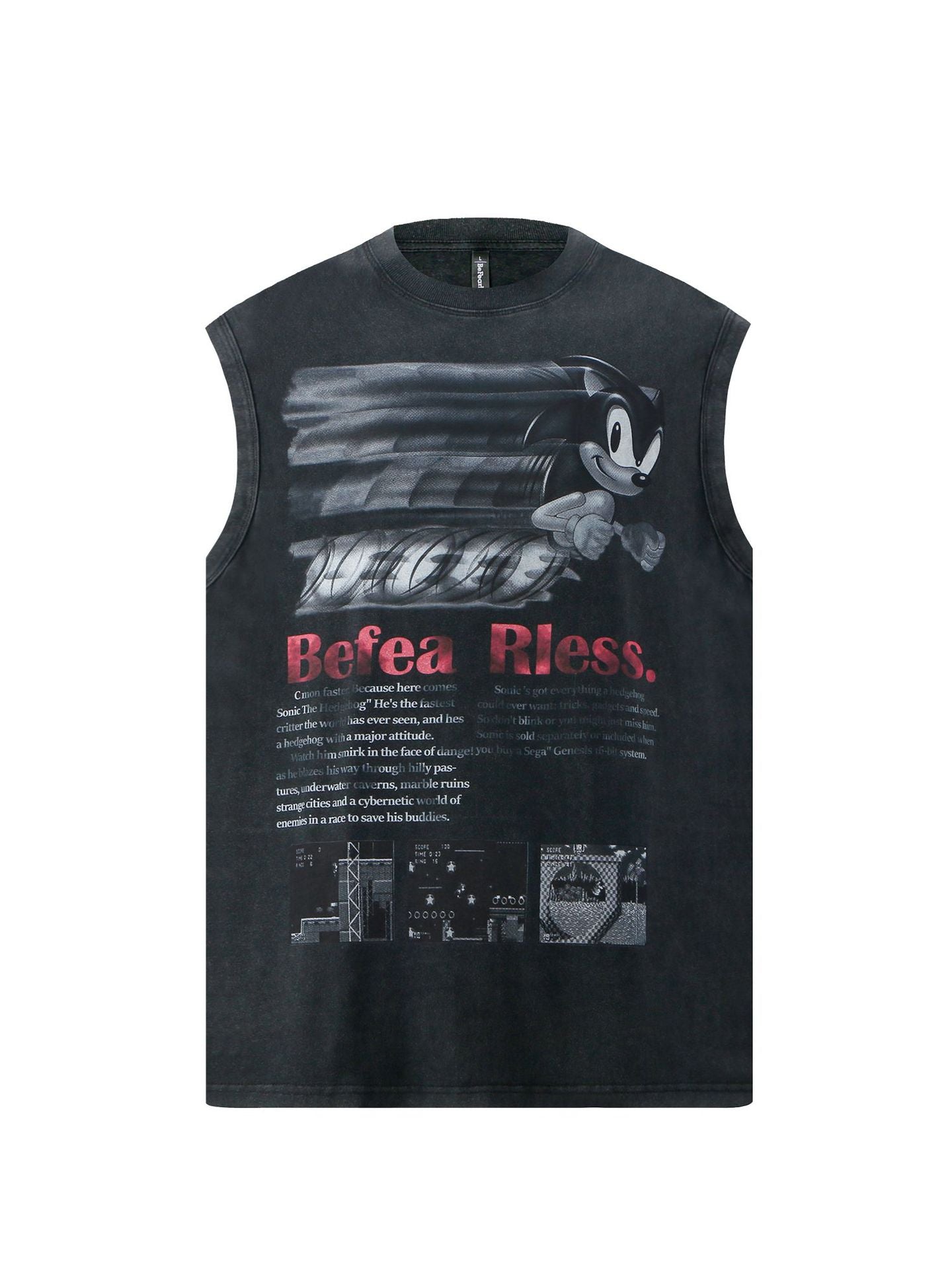 Character Letter Print Sleeveless T-Shirt WN26223