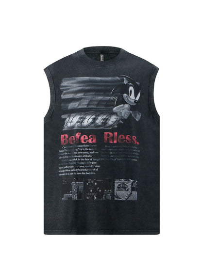 Character Letter Print Sleeveless T-Shirt WN26223
