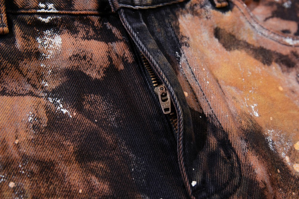 Paint Splatter Workwear Wide Leg Denim Jeans WN27921