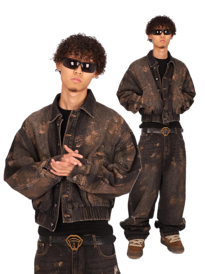 Mud Dye Washed Denim Short Jacket WN26610