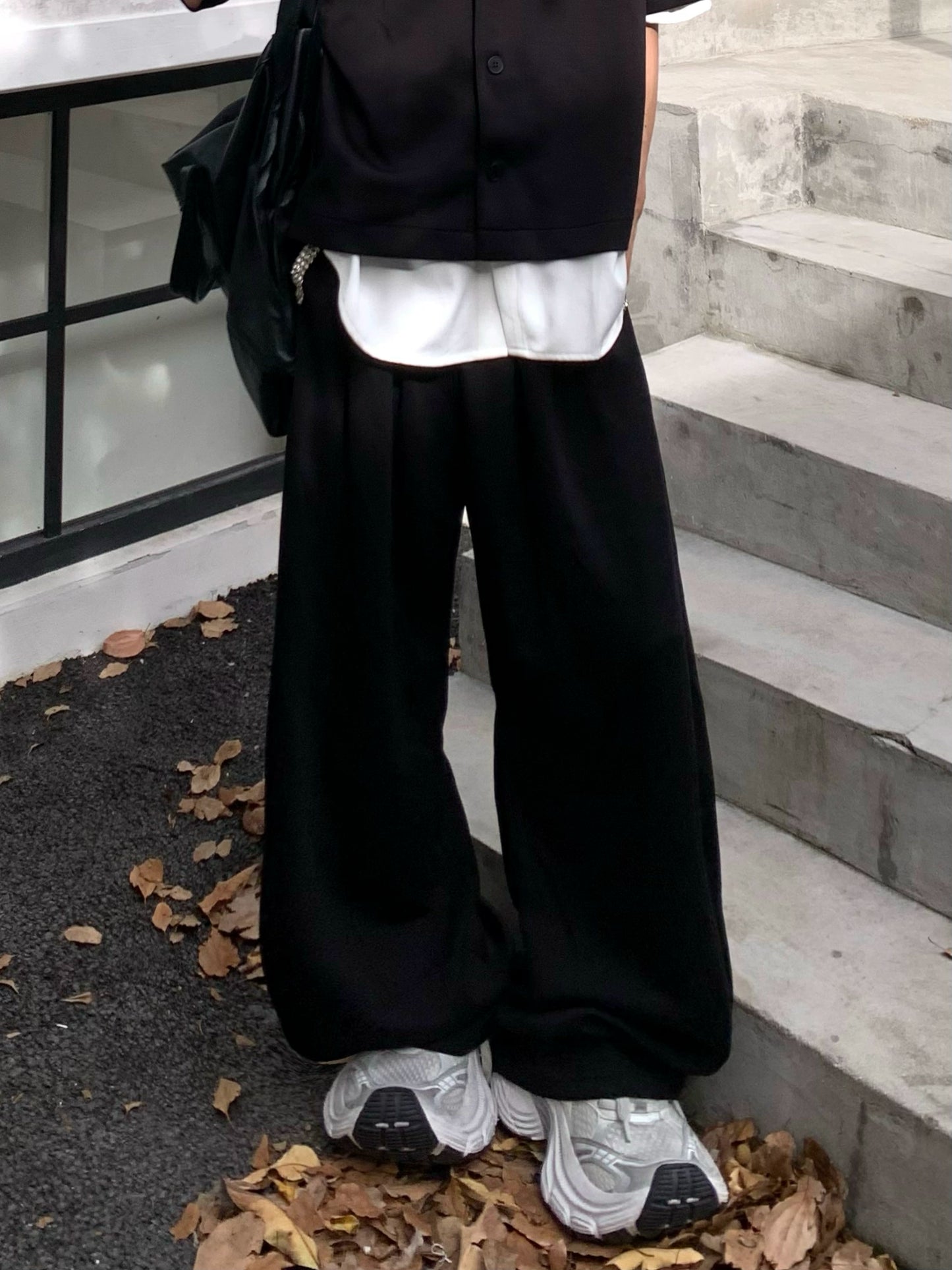 Hand-Beaded Short Sleeve Shirt & Wide Leg Sweatpants Setup WN19813