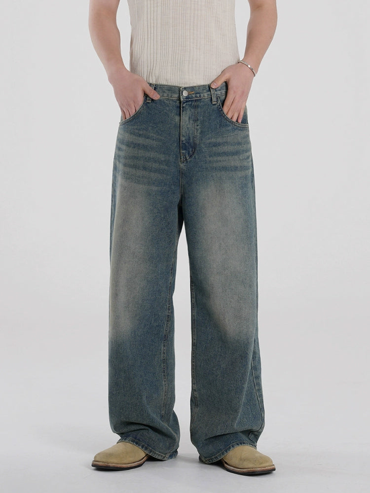 Washed Straight Wide Leg Denim Jeans WN20297