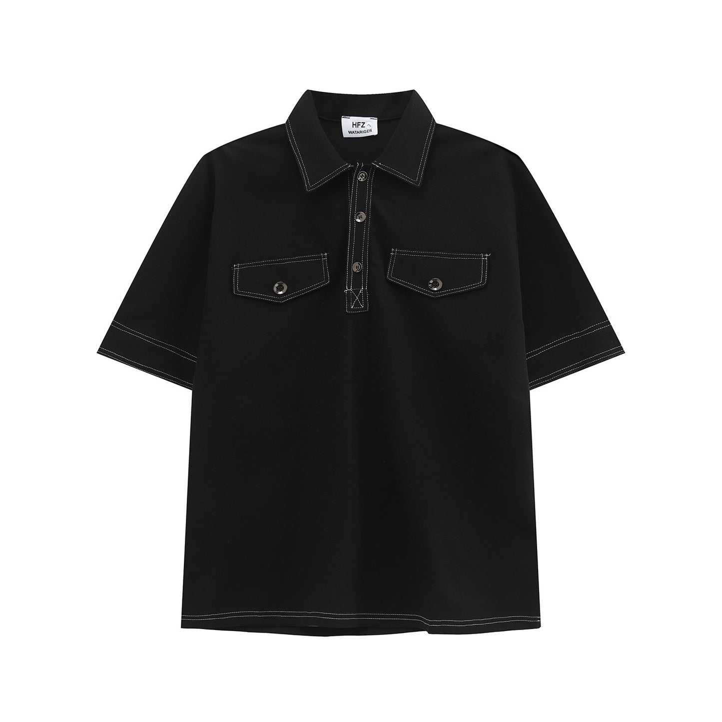Contrast Stitch Short Sleeve Shirt & Wide Leg Trousers Setup WN24871