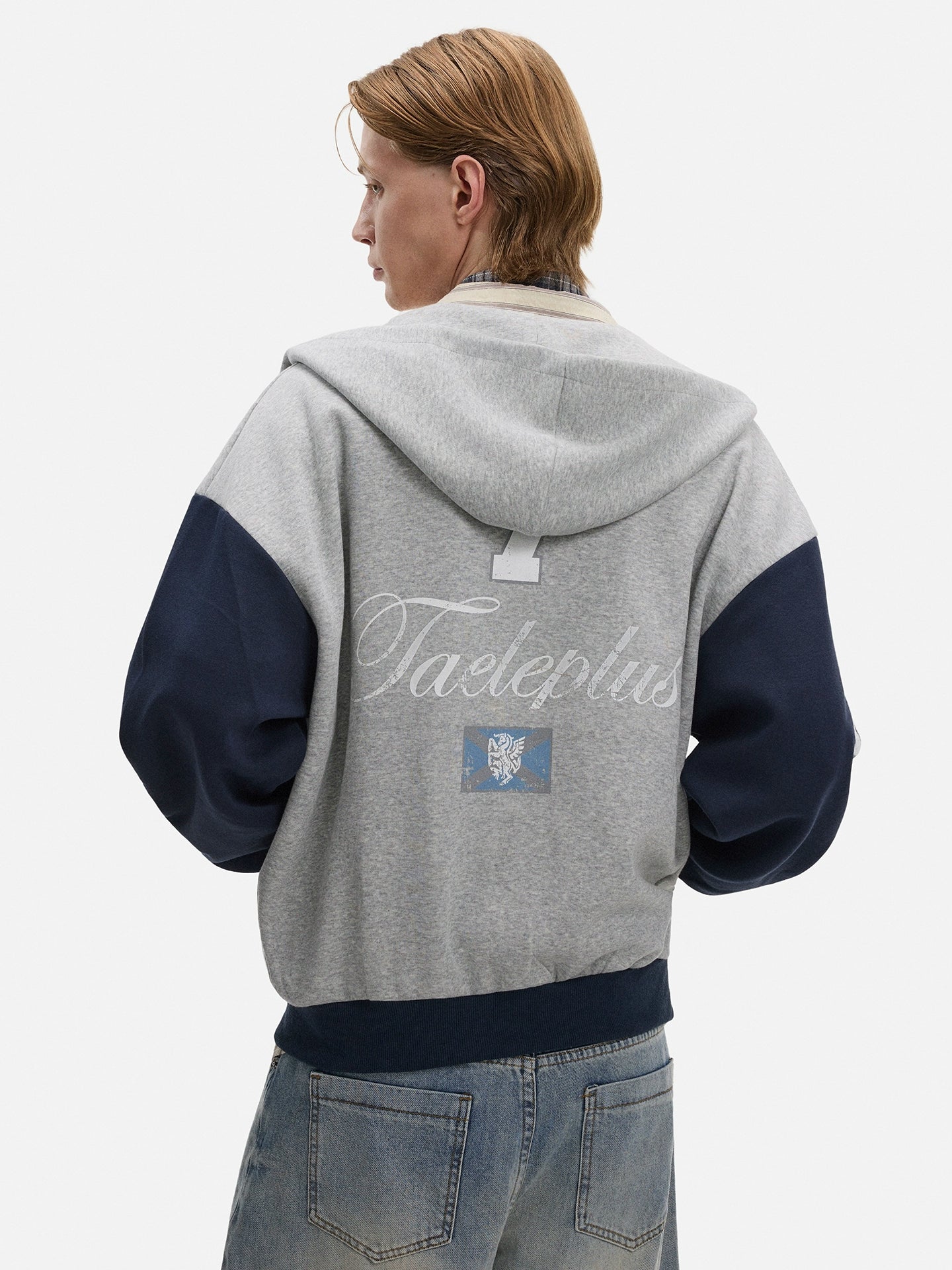 Fake Layered Short Zipper Hoodie WN21435