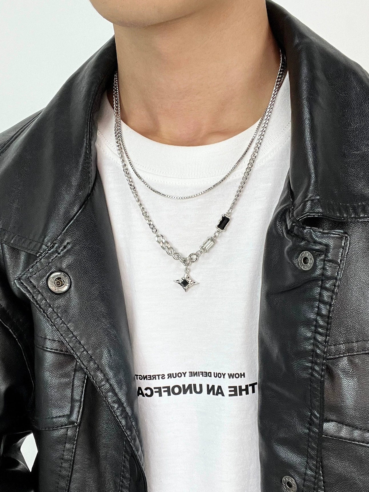 Double Layer Square Rhinestone Starburst Necklace WN19262