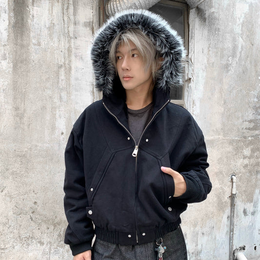 Fake Fur-Collar Fleece-Lining Short Jacket WN22172