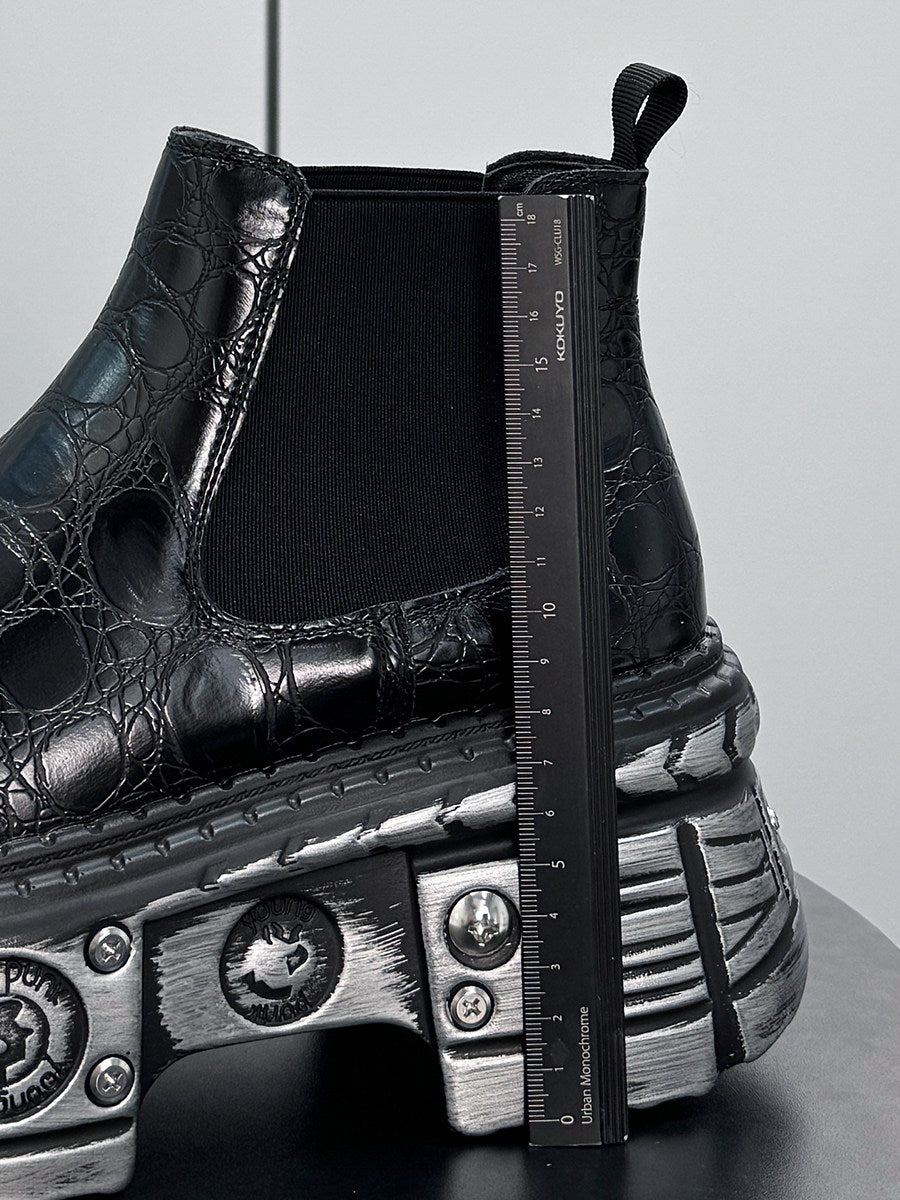 Croc Pattern Side Gore Platform Short Boots WN24580