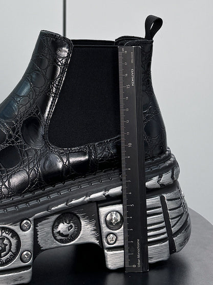 Croc Pattern Side Gore Platform Short Boots WN24580