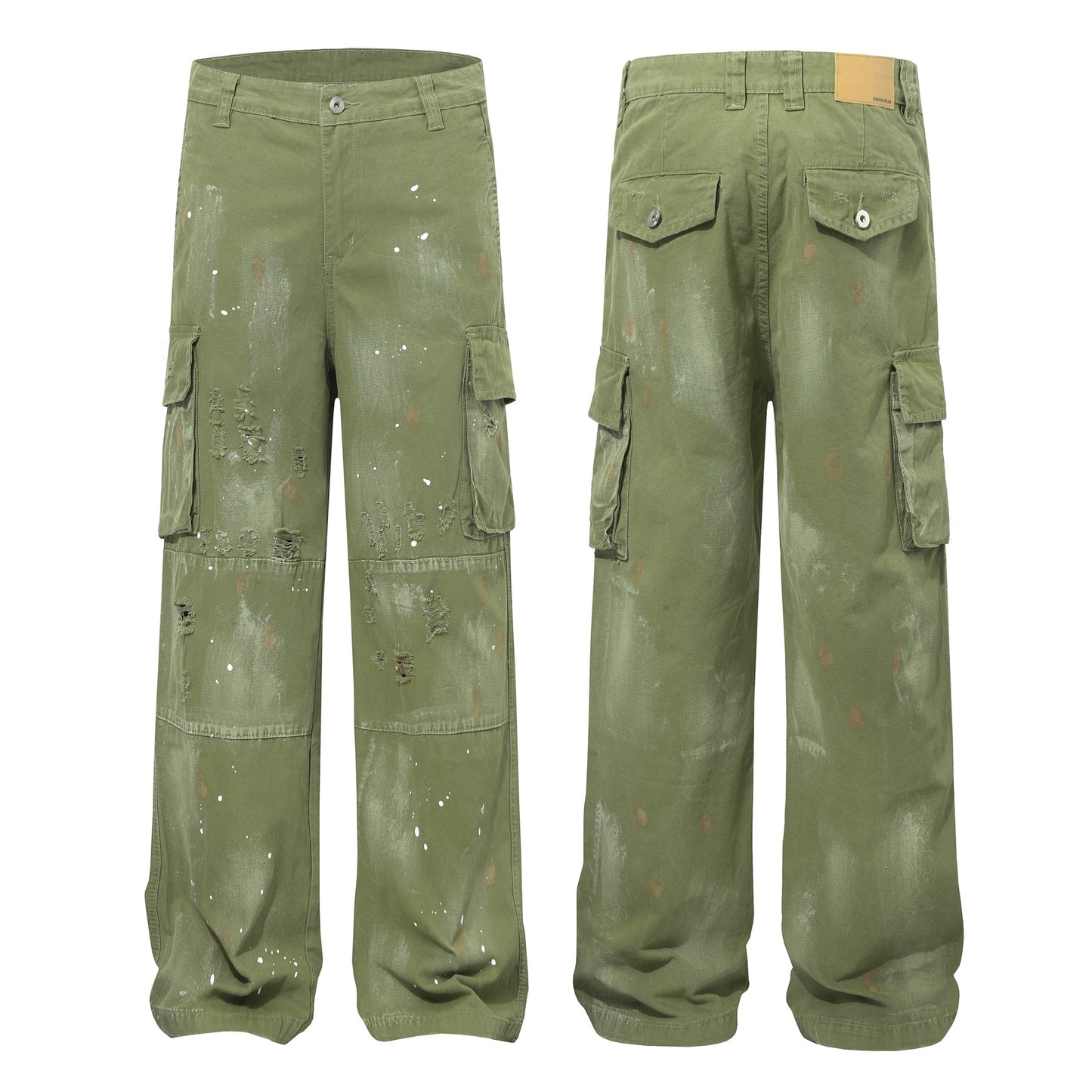 Damage Paint Splatter Multi Pocket Cargo Pants WN26031