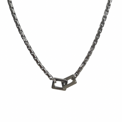 Double Ring Buckle Titanium Steel Necklace WN19246