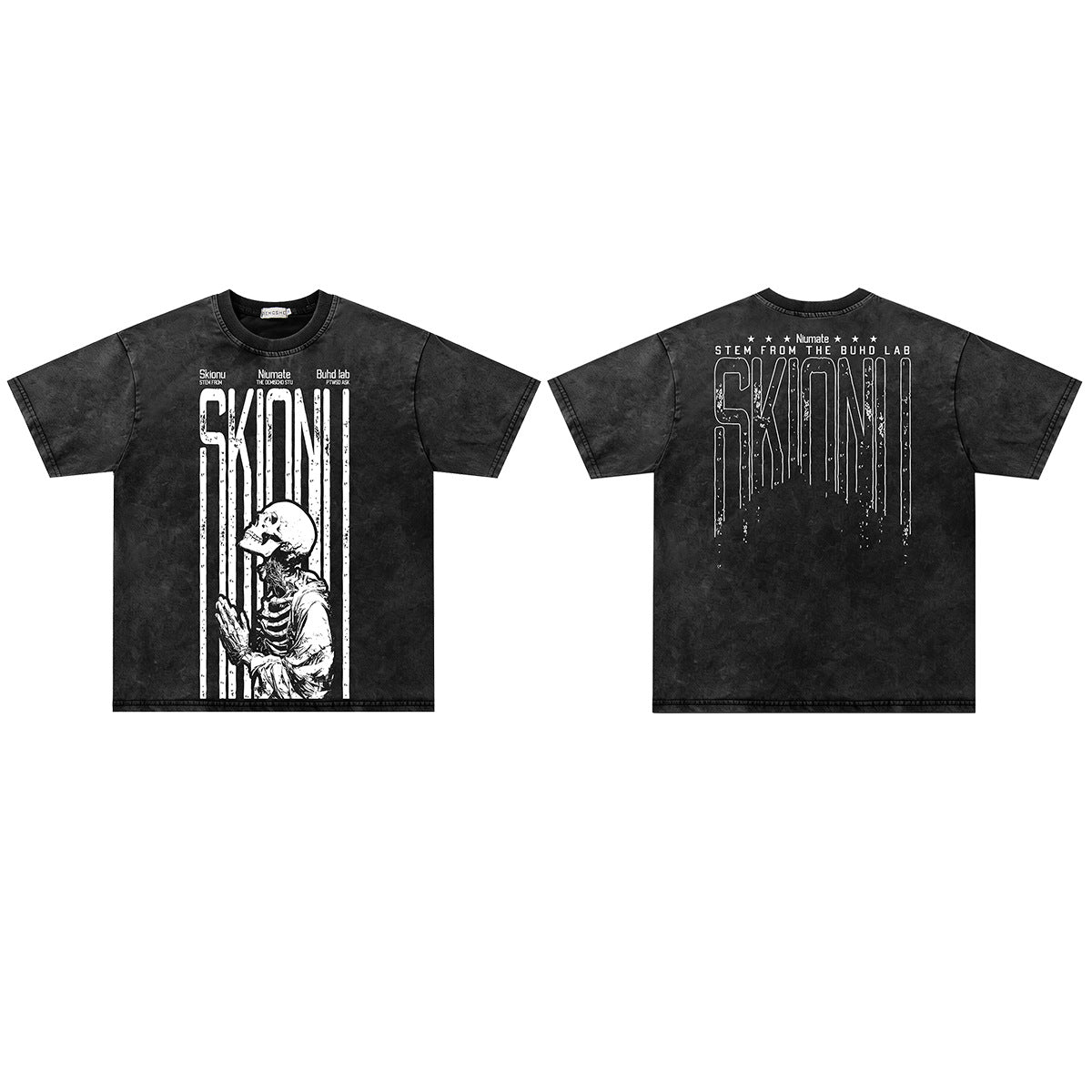 Washed Skull Print Oversize Short Sleeve T-Shirt WN26911