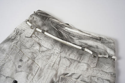 Gradient Washed Damage Double-Waist Wide Leg Pants WN25617