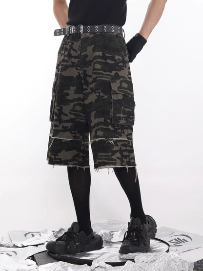 Camouflage Cargo Patchwork Half Pants WN18723