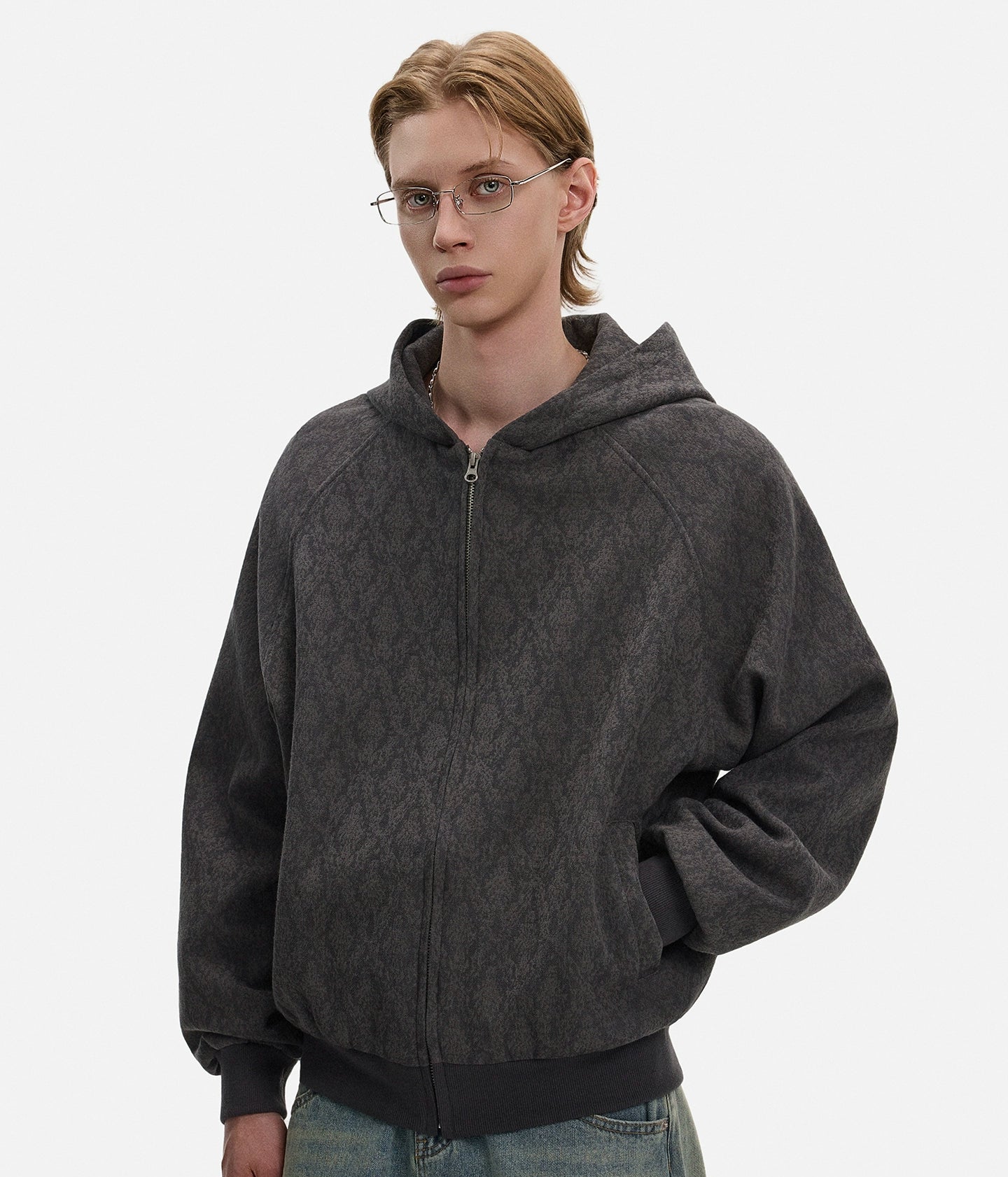 Textured Zipper Hoodie WN21434