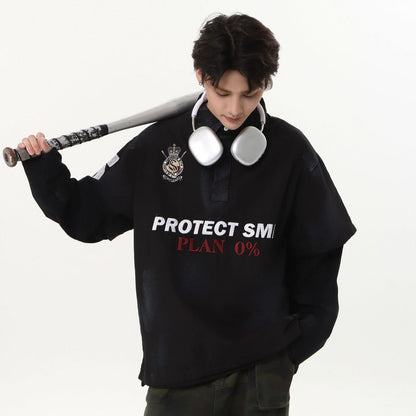 Dirty Washed Fake Layered Long Sleeve T-Shirt WN25805