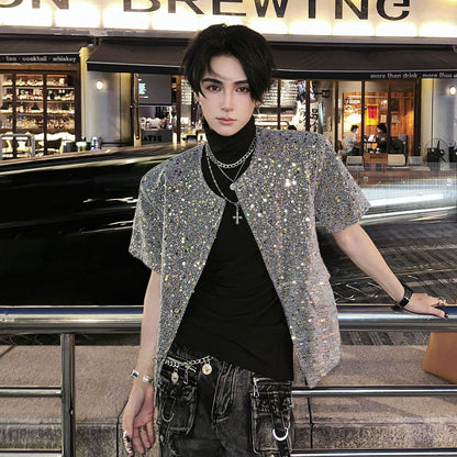 Sequin Short Sleeve Tweed Jacket WN25140