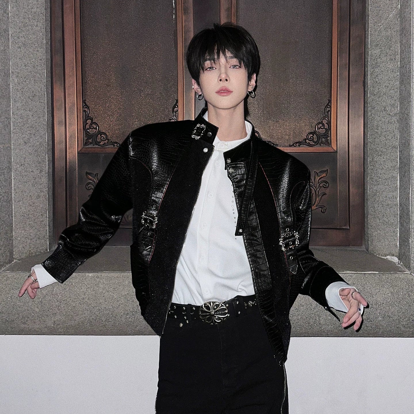 WN25053 Yang Yifan trendy brand belt men's belt jeans belt youth Korean style men's personalized perforated new product WN25053